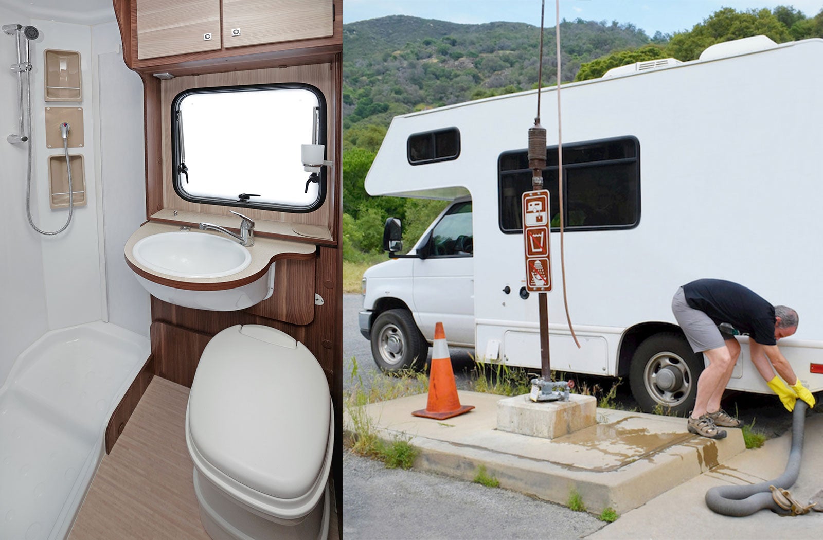 Portable RV/camper toilet and holding tank setup in Stateburg, South Carolina