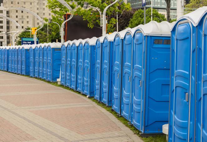 Seasonal porta potty units set up at a Stateburg, South Carolina venue