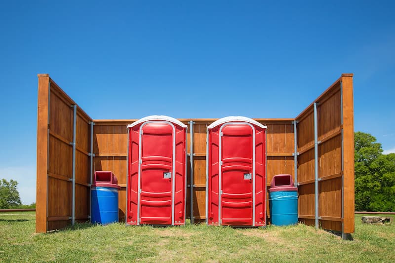 Short-term porta potty units staged for delivery in Stateburg, South Carolina